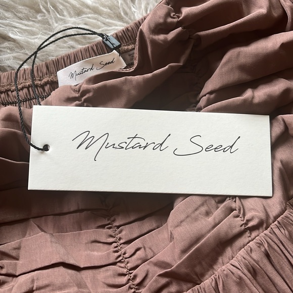 NWT Mustard Seed 'Latte' ruched pleated tiered 3/4 sleeve dress size S - Picture 9 of 10